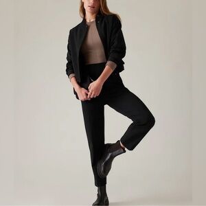 Athleta | Endless High Rise Pants | Black | (12) pin striping down legs